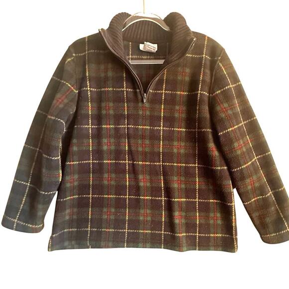 Talbots Tartan Plaid Fleece Half Zip Pullover Womens Sz. M Winter Holiday - Picture 1 of 5